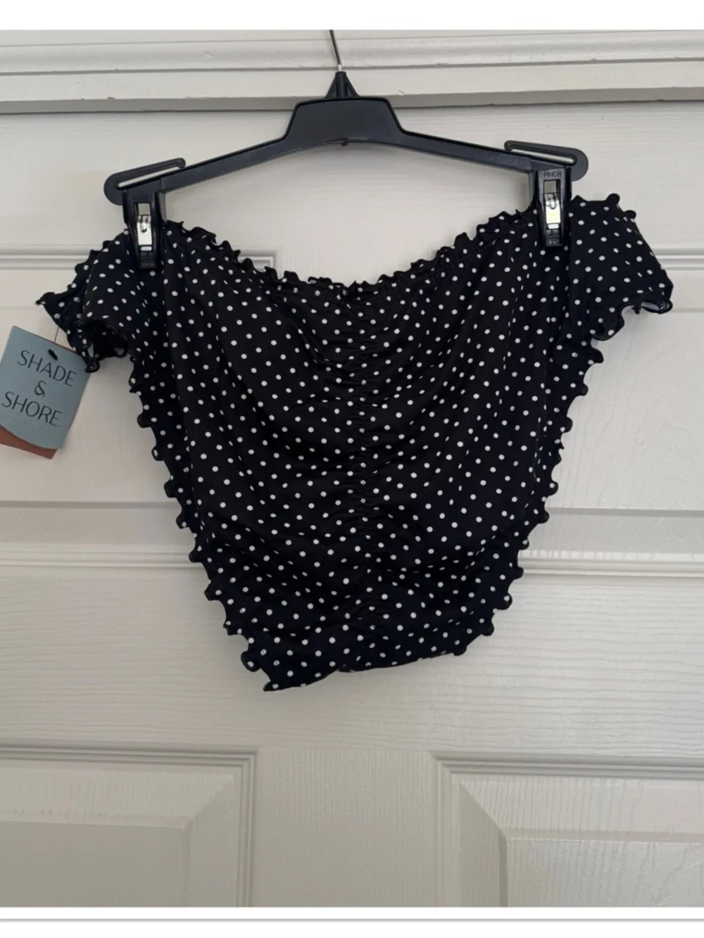 Women’s Black Polka Dot Ruffle Cheeky Bikini Bottoms